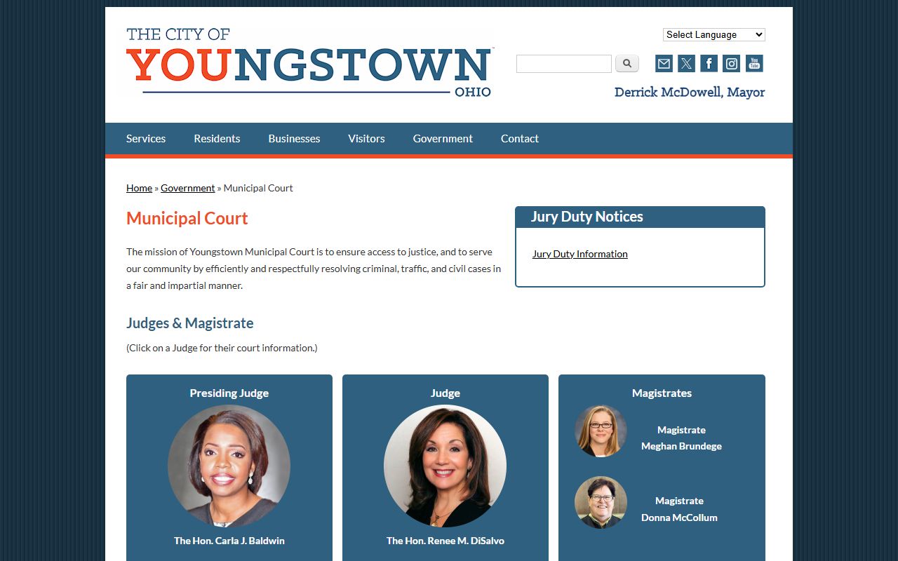 Youngstown Family Court Records - Youngstown Municipal Court website