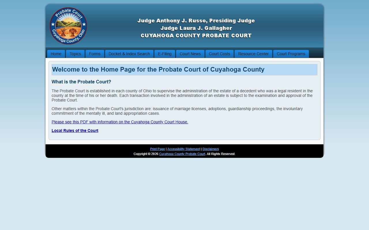Cuyahoga County Family Court Records - Probate Court
