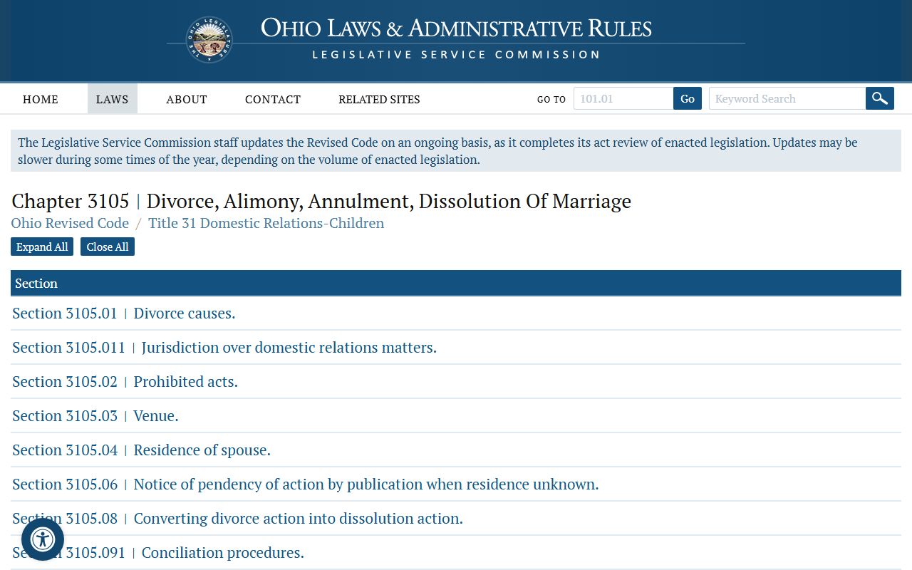 Ohio Family Court Records - Ohio Revised Code Divorce