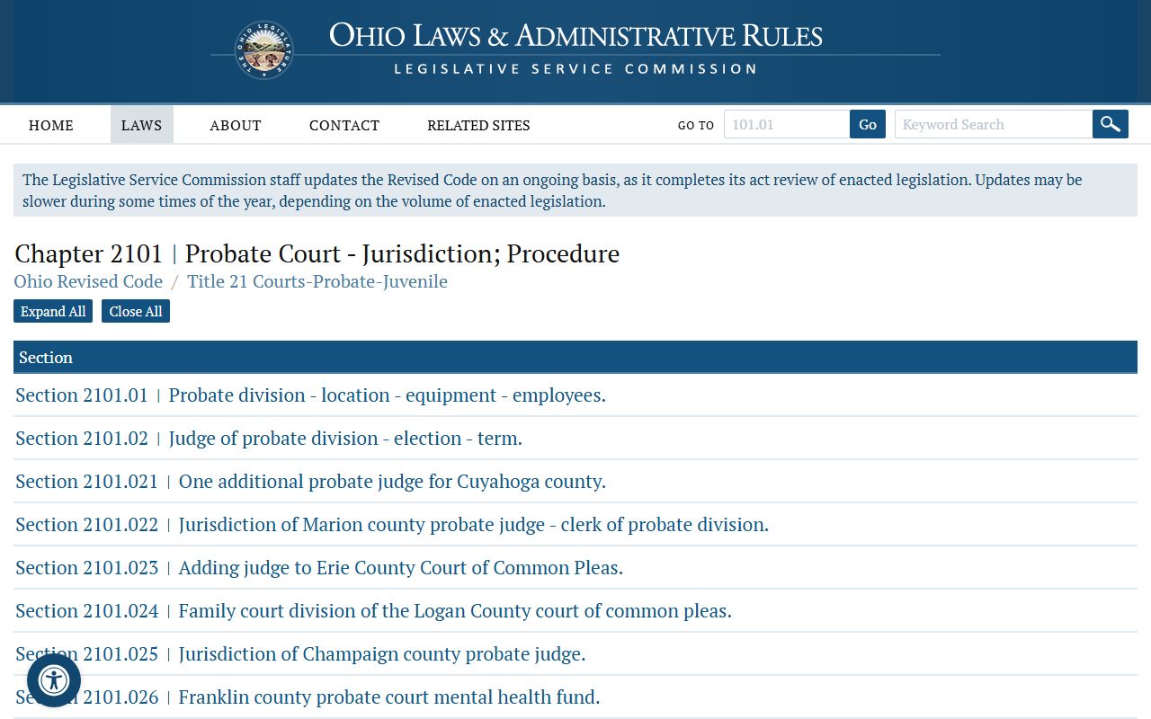 Ohio Family Court Records - Ohio Revised Code Probate Court